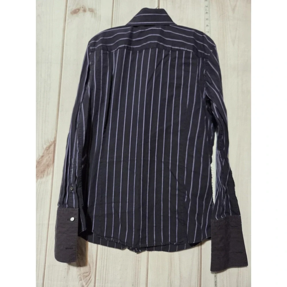 Banana Republic Shirt Mens Large Black‎ Striped Long Sleeve Button Front Dress